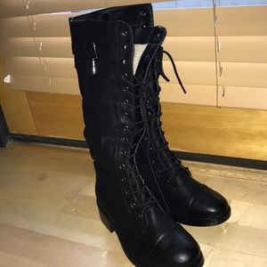 Black Double buckled combat boots